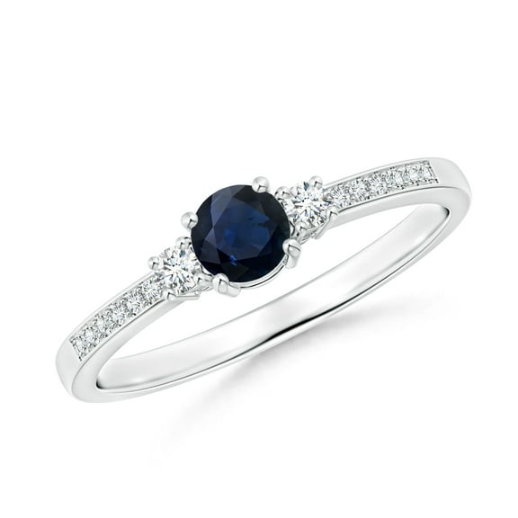 Round 0.40 Ctw Blue Sapphire 925 Sterling Silver Women Solitaire Accents Engagement Ring Jewelry Size US- 4