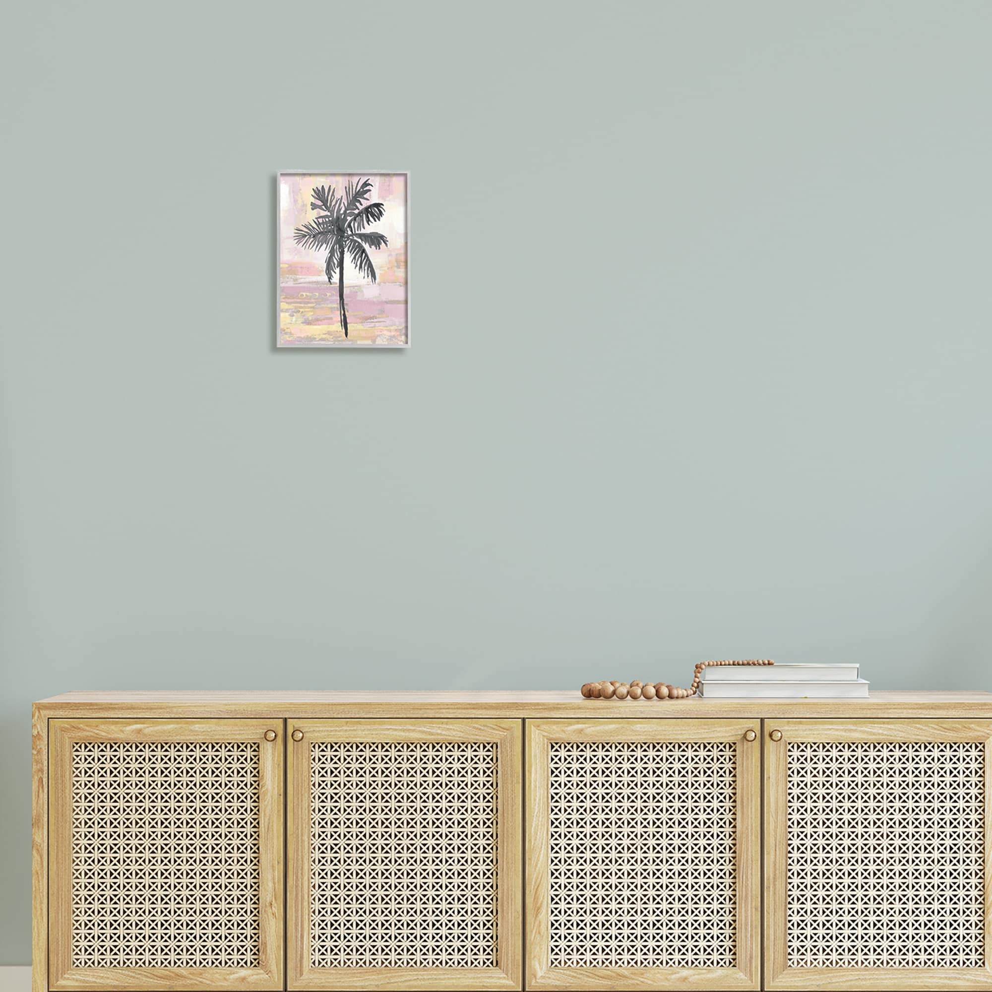 Stupell Industries Pastel Pink Palm Tree Tropical Abstract Design Framed Wall Art, 11 x 14, Design by Kristen Dew