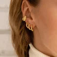 thumbnail image 5 of Hebilla de oreja de acero inoxidable clásica para mujer, Color dorado, pendientes de aro de círculo pequeño y grande, accesorios de joyería Punk Hip Hop, 5 of 5
