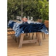 thumbnail image 3 of Outdoor Tablecloth with Umbrella Hole for Patio/Picnic/Party/Camping, Blue Black Flowers Waterproof Table Cloth Rectangle Table Cover Washable, Modern Abstract Blooms Floral (52"x 70"), 3 of 8