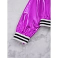 thumbnail image 3 of Yruioon Kids Girls Boys Jazz Dance Disco Costume Zip Up Metallic Bomber Jacket Coat Tops Outerwear Purple 16, 3 of 8