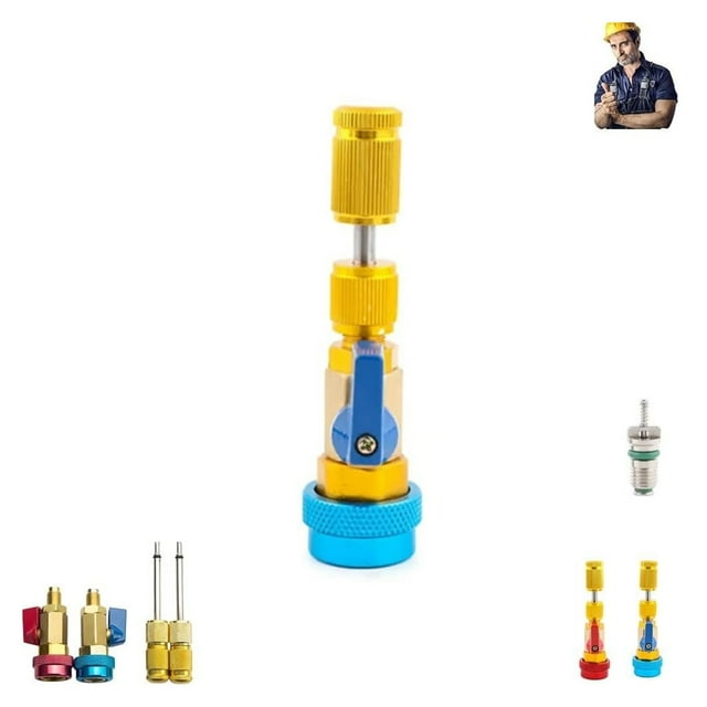 Outil de Retrait de Noyau de Valve A/C, Kit d'Outils de Réparation Rapide Haute Basse Pression, Noyaux de Tige de Valve Système