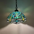 thumbnail image 4 of Tiffany Pendant Lights Green Blue Stained Glass Dragonfly LED Bulb Included for Dining Room Hotel Restaurant Cafe 12"W*12"D*60"H, 4 of 7