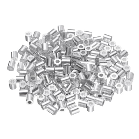 200 Pcs Aluminum Crimping Loop Sleeves for 5/64" Diameter Wire Rope, Round Wire Rope Sleeve for Cable Line End