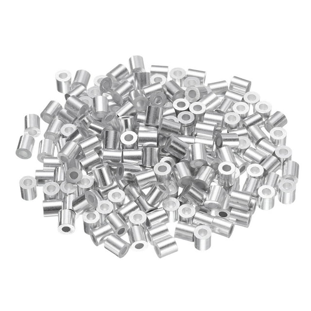 200 Pcs Fundas de Bucle de Crimpado de Aluminio para Cuerda de Alambre de 5/64" de Diámetro, Funda Redonda para Extremo de Línea de Cable