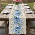 thumbnail image 4 of Hydrangea Eucalyptus Table Runner 108 Inches, Summer Botanical Vintage Beige Bed Runner Dresser Scarves Tabletop for Indoor Outdoor Parties/Ceremony/Banquet, 13"x 108", 4 of 9