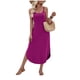thumbnail image 1 of Vestido de Verano Largo para las Mujeres Vestido de Verano Casual de Color Sólido Cuello Redondo sin Mangas, 1 of 9