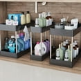 thumbnail image 2 of 2-Tier Sink Under Storage Containers In 3 Sizes With Hook, 2-Tier Bathroom / Kitchen Pull-Out Storage Organizer Rack For Multi-Space Storage Space Utilization, Magic Melamine Sponge Cleaner And More, 2 of 3