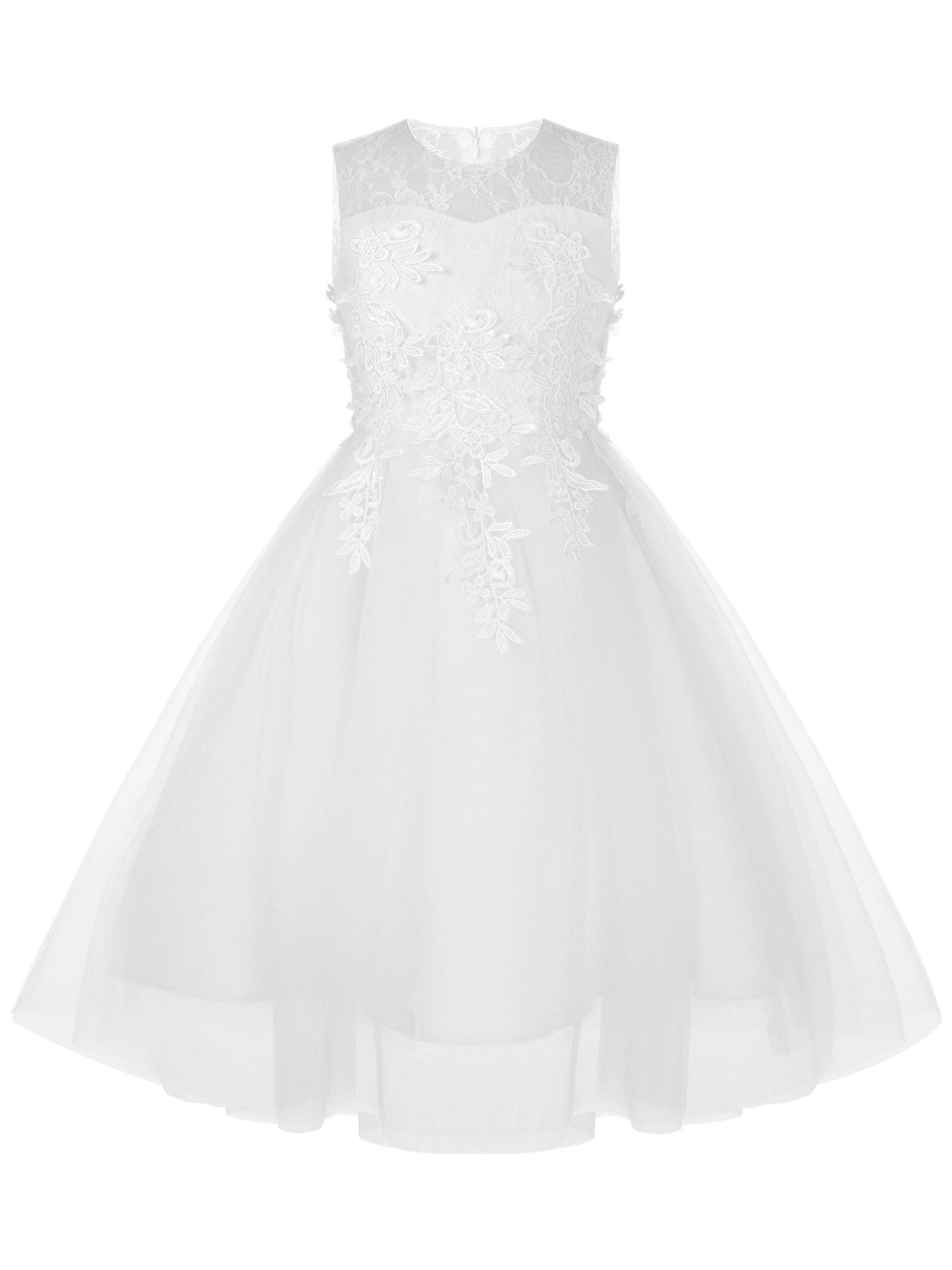 iEFiEL Girls Watersoluble Lace Flower Girl Dress Princess Pageant Wedding Bridesmaid Birthday