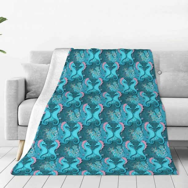 Balery Seahorse Manta de Felpa Suave y Acogedora – Cobija de Franela Aterciopelada para Cama, Lavable y Cálida para Sofá, Mascotas, Transpirable-50"x40"
