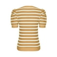 thumbnail image 5 of Women's Short Puff Sleeve Knit Tops 2025 Trendy Crewneck Striped T Shirts Casual Summer Blouses, 5 of 7