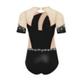 thumbnail image 5 of iiniim Kids Girls Rhythmic Ballet Unitard Figure Ice Skating Jumpsuit Dance Leotard Short Sleeve Bodysuit Black 16, 5 of 7