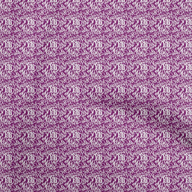 oneOone Velvet Purple Fabric Writing Font Sewing Craft Projects Fabric Prints By Yard 58 Inch Wide