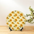 thumbnail image 6 of Daiia Light Yellow Plaid Sunflower Printed Pattern Ceramic Plate Dinner Plates Bone China Decorative Plates with Display Stand Art Ceramic Ornaments for Wall Hanging Decoration-6in, 6 of 6