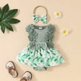 thumbnail image 2 of HCNTES Toddler Baby Girl Clothes: Soft Fabric Infant Outfits Short Sleeve Romper & Shorts 3PCS Outfits Set Cute Spring Summer Home Outing(Z01-Green,9-12 Months), 2 of 5
