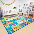 thumbnail image 2 of TWINNIS Kids Play Rug Animal Carpet ABC Educational Rug Mat Kids Area Rug for Playroom,Bedroom,Nursery Room,6'X9',Blue&Yellow, 2 of 7