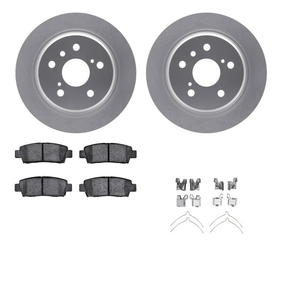 Dynamic Friction Company Rear Geospec Brake Rotors with 5000 Advanced Brake Pads includes Hardware 4512-76115