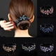 thumbnail image 2 of Mujer Nido de pájaro Floral Twist Bun Clip Rhinestone Horquilla Perezoso Garras para el cabello, Púrpura, 2 of 5