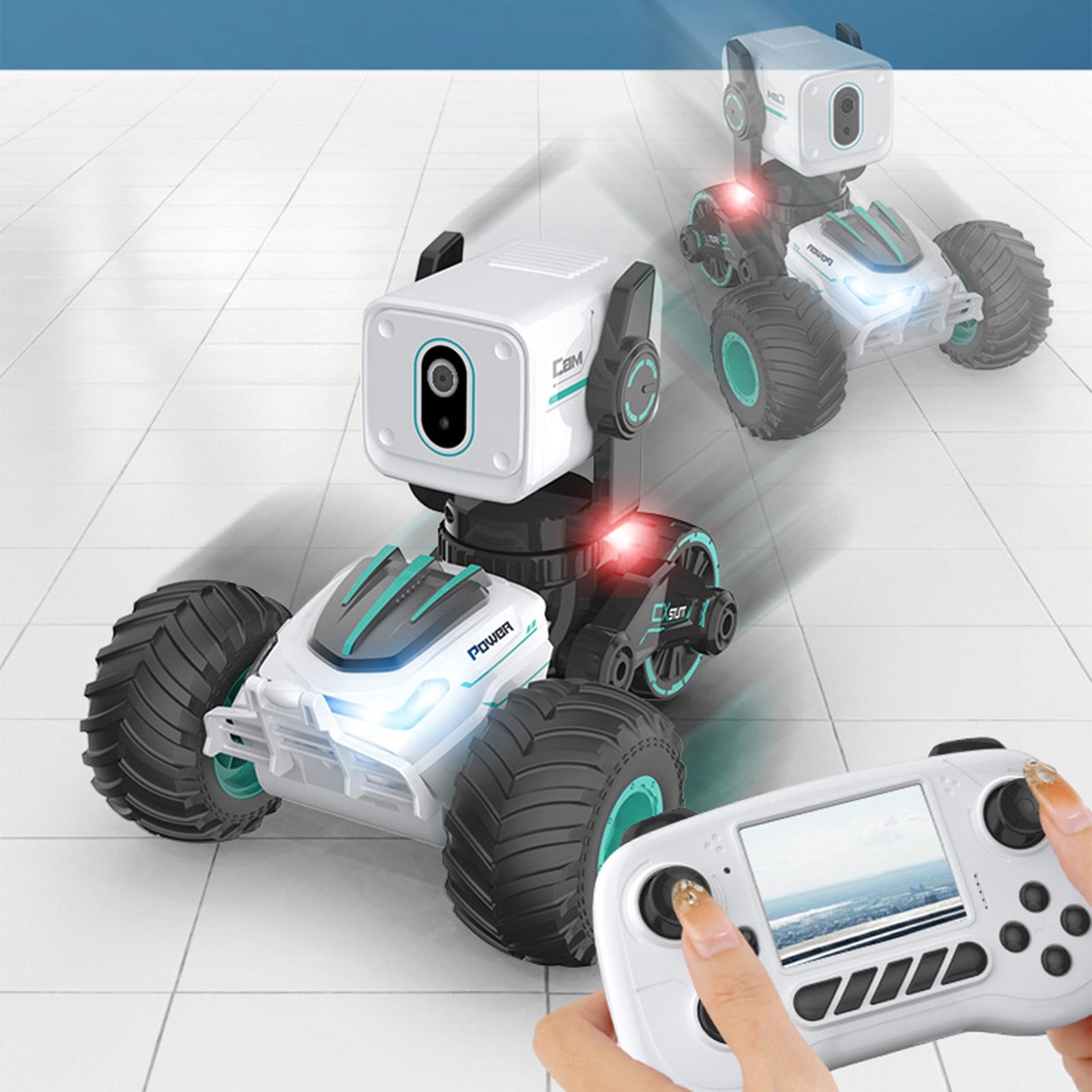 ​Programmable Robot Toy w/ Voice Repeater & Gesture Control - 16 Mood Lights, 90min Playtime - White Educational STEM Gift Age 3+​​ White