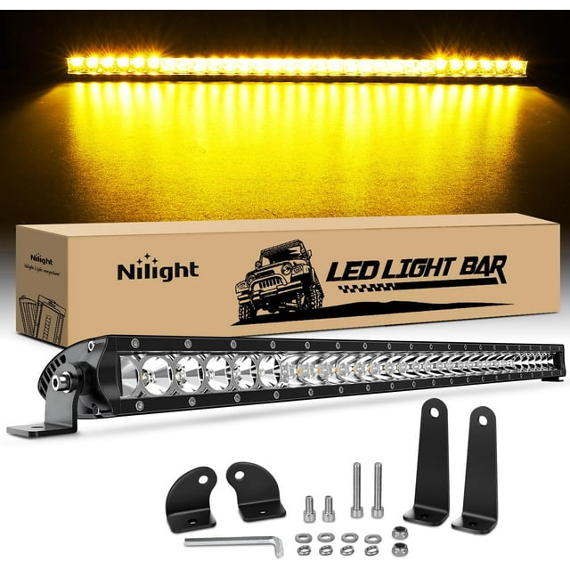 Nilight 31 Inch Amber Single Row Led Light Bar Super Slim 150W Spot & Flood Combo Driving Off
