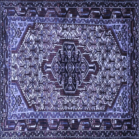 Ahgly Company Machine Washable Indoor Square Persian Blue Traditional Area Rugs, 7' Square