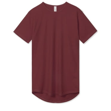 llsense Men's Lightweight Color Longline Modern Fit T-Shirt Short Sleeve Wine L
