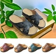 thumbnail image 5 of Lovskoo 2024 Women's Wedges Heels Sandals Summer Fashion European American Retro Cross Flower Casual Beach Slippers Brown, 5 of 5