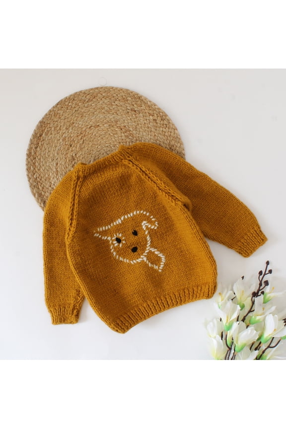 Handmade Full Sleeves Embroidered Sweater-Brown