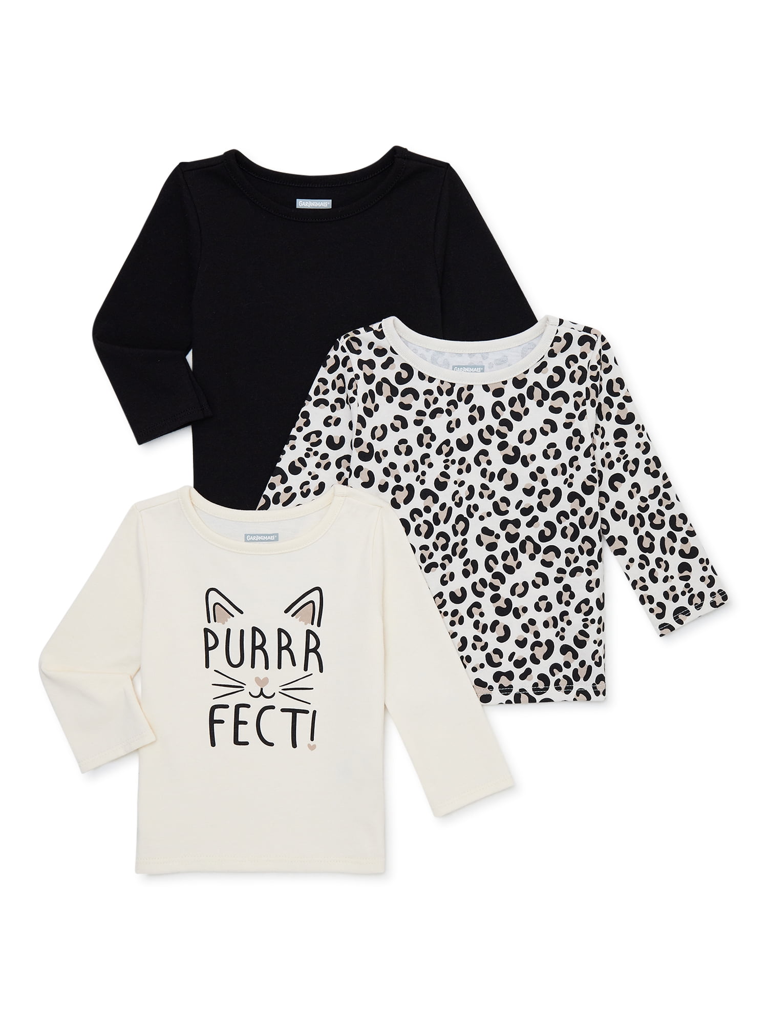 Garanimals Baby Girl Long Sleeve Shirts Multipack, 3-Pack, Sizes 0/3M-24M