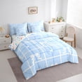 thumbnail image 3 of Homewish Kawaii Blue Bowknot Twin Bedding Sets 7-Piece for Children Kids Teens,Dreamy Princess Bedding Comforter Set Microfiber,Geometric Plaid Stripes Breathable Sheet Sets,Microfiber Bedroom Decor, 3 of 8