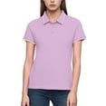thumbnail image 2 of GUACER Short Sleeve Tops for Women Slim Fit Textured Knit Fabric Contrast Trim Collar Cuffs Casual Daily Shirts, 2 of 5