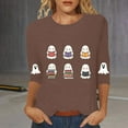 thumbnail image 2 of NMMUED Plus Size Halloween Shirt, Long Sleeve Workout Tops for Women, Halloween T Shirts for Women, Fall Clothes for Women, Halloween Shirts for Women, Coffee M, 2 of 5