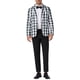 thumbnail image 2 of Inspire Chic Traje de Día del Padre para Hombre, Blazer de Cuadros Gingham de Un Solo Botón, Corte Regular, Solapa Notch, L Negro Blanco, 2 of 5