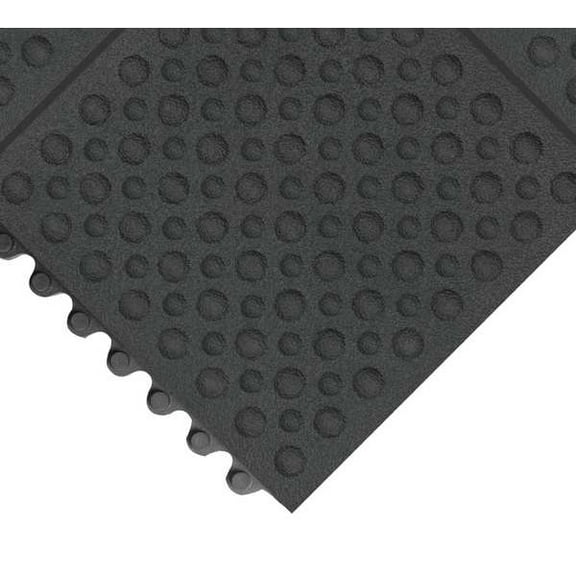 Antifatigue Mat, 3 ft. L x 3 ft. W, 3/4" Thickness, Rubber, Bubble, Black
