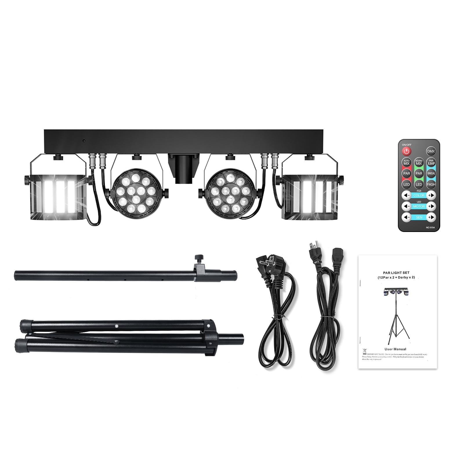 DJ Lights with Stand, 24PCS+8PCS RGBW Party Bar Light Set,Sound Activated LED Stage Lighting for Disco Wedding Halloween Christmas