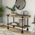 thumbnail image 5 of Furniture of America Russe 1-Shelf Wood Rustic Oak Sofa Table with Wheels, 5 of 7
