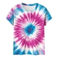 thumbnail image 5 of Mifsaly Tie-Dye Cotton T-Shirt for Women Short Sleeve Crew Neck Casual Summer Tops Colorful Print Lightweight Breathable Casual Blouse M, 5 of 6