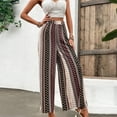 thumbnail image 4 of Pantalones de piernas anchas para mujer, pantalones largos informales, transpirables, con estilo, estampado hermoso, para uso diario, negro S, 4 of 9
