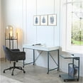thumbnail image 2 of Marcelino Wooden Desk White/Navy 43.3L x 21.6W x 30H 2 Storage Drawers, 2 of 11