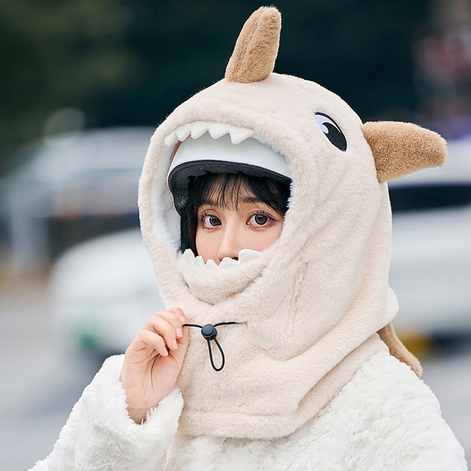 Furry Plush Fish Ski Helmets Covers for Winter Outdoor Adventures and Sport Women and Girl Lovely Thick Warm Headgrea Hat