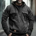 thumbnail image 5 of Sudaderas con capucha tácticas de media cremallera para hombre, sudaderas militares de lana sólida y cálida, chaquetas con capucha con múltiples bolsillos para hombre, Polar grueso para exteriores, 5 of 5