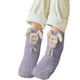 thumbnail image 4 of Oksale Non Slip Fuzzy Socks for Women Thermal Warm Winter Socks Cute Trendy Socks for Christmas Gifts Purple Free Size, 4 of 6