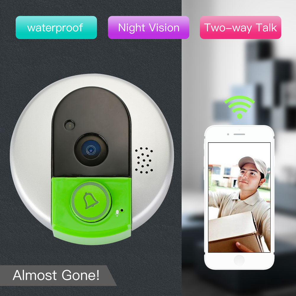 Doorbell Alarm cam Wifi Wireless Camera Silver + Green 3.2W 1280 *