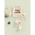 thumbnail image 2 of Infant Baby Boy Girl Outfit Fall Winter Clothes Crewneck Long Sleeve Sweatshirt Tops Pants Set 2PCS Toddler Kids Tracksuit (Grey, 0-6 Months), 2 of 8