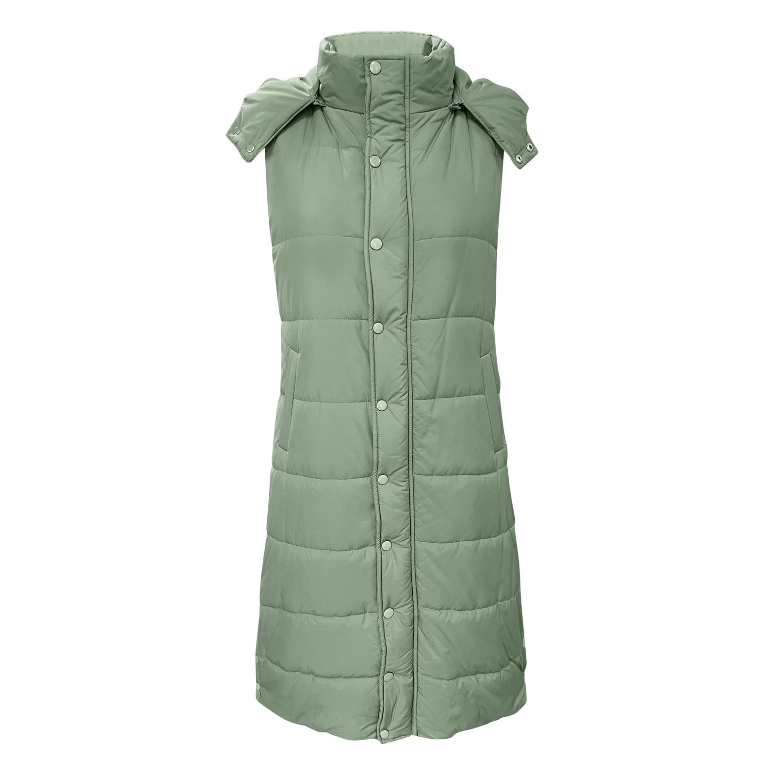 Women's Winter Long Down Vest Full-Zip Sleeveless Puffer Vest