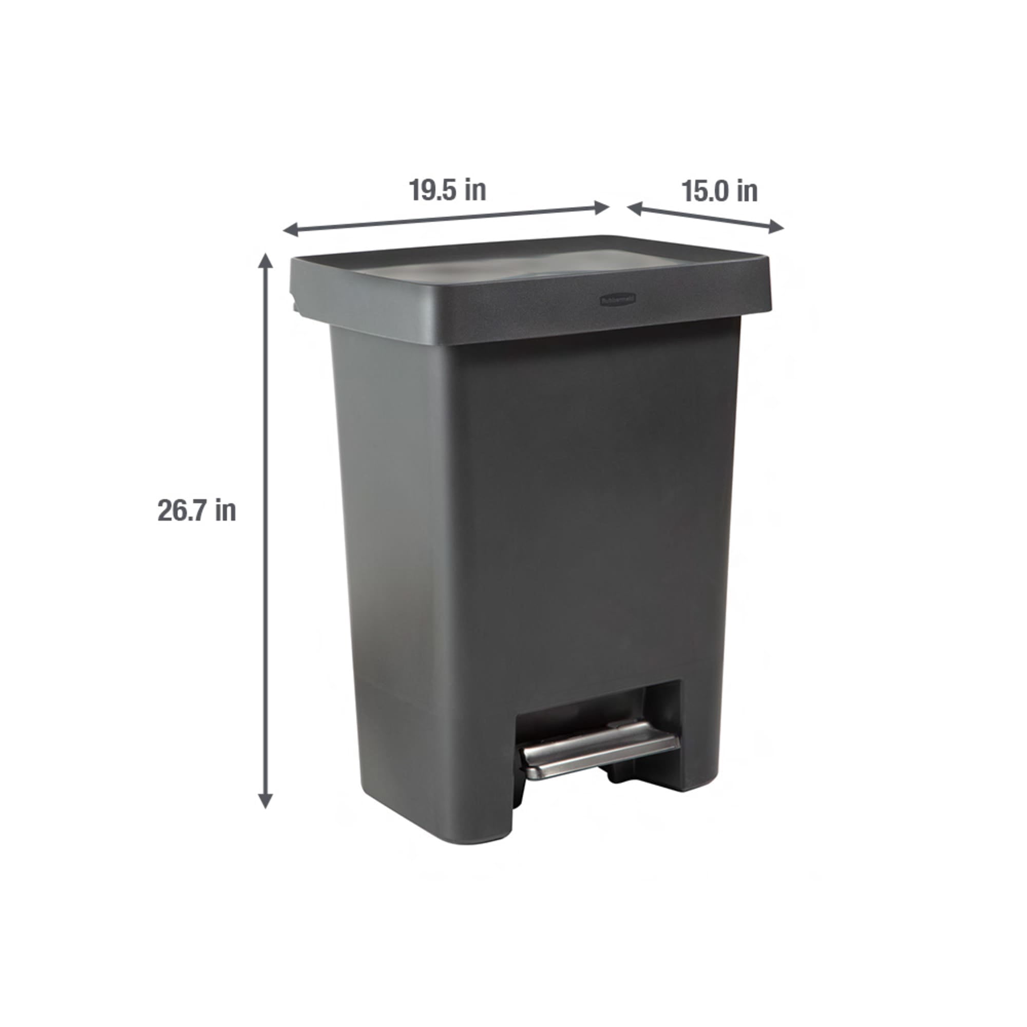 Rubbermaid Kitchen Trash Can, 19 Gallon Plastic Dual Compartment Step Garbage Bin, Charcoal