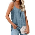 thumbnail image 3 of QAFOPEH Women Swiss Dot Round Neck Sleeveless Solid Color Adjustable Cami Top, 3 of 4