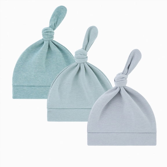 Splozh Baby Bonnet 3 Pack Baby Newborn Hats Set Knot Beanie Hats Soft for Infant Baby Girls Boys Caps,Light Green,0-6 Months