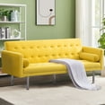 thumbnail image 1 of Zechuan Futon Tufted Back Convertible Sofa 68” Twin Size Bed - Yellow, 1 of 9