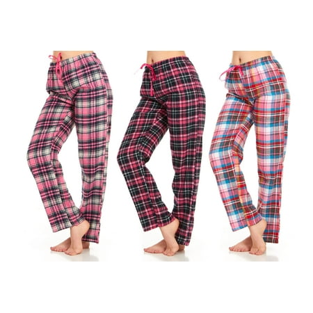 

Women’s Flannel Pajama Pants - Ladies’ Soft Plaid Pajama Pants - Comfortable pajama pants for women- Lounge Pants-Pack Of 3
